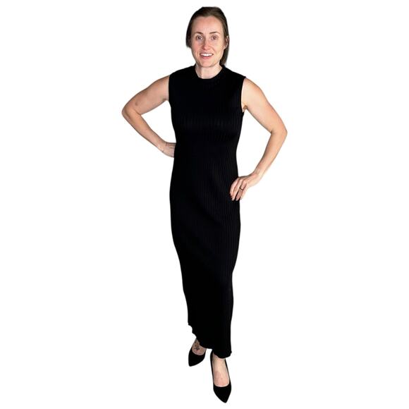 AYR Black Ribbed Knit The Weekender Tank Midi Dress Women's Size Small Summer - Picture 7 of 7